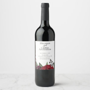 Etiqueta Para Botella De Vino Boda Wine Rich Burgundy Marsala Floral