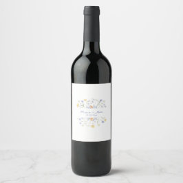 Etiqueta Para Botella De Vino Bodas con flores silvestres escritas a mano