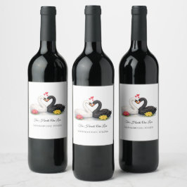 Etiqueta Para Botella De Vino Bodas de cisnes personalizadas Dos Corazones Un Am