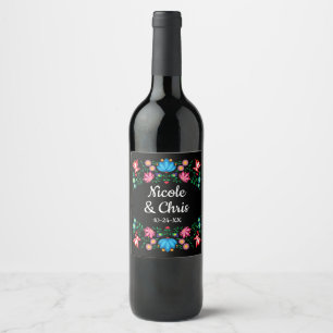 Etiqueta Para Botella De Vino Bodas florales de México