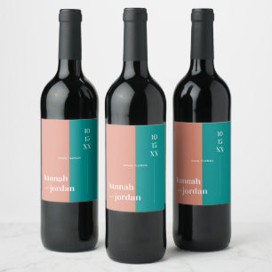 Etiqueta Para Botella De Vino Bodas Personalizadas de Dunas de Playa Moderna  