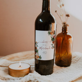 Etiqueta Para Botella De Vino Boho Autumn Bridal Shower