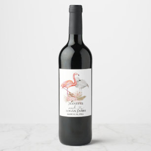 Etiqueta Para Botella De Vino Boho Flamingo Tropical Favor de la Boda