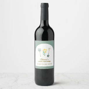 Etiqueta Para Botella De Vino Boho Floral Gardening Baby Shower de cultivo local