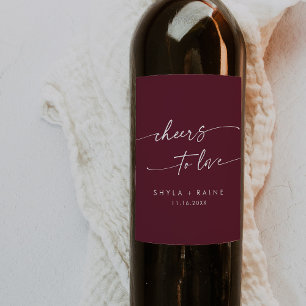 Etiqueta Para Botella De Vino Boho Moda Borgoña Rojo Saludos para Amar al Boda