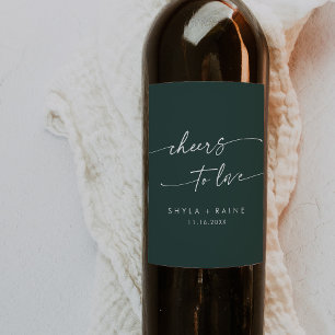 Etiqueta Para Botella De Vino Boho Moda Emerald Green Cheque para amar a Boda