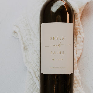Etiqueta Para Botella De Vino Boho Moda Vintage Gold Boda