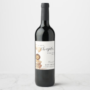 Etiqueta Para Botella De Vino Boho Nuevo Capítulo Globo de León Salvaje Baby Sho