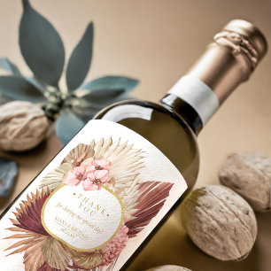 Etiqueta Para Botella De Vino Boho Oasis Boda Floral Gracias ID959