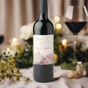 Etiqueta Para Botella De Vino Boho Palm Follaje Tropical Seco Despedida de Solte