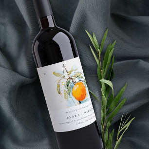Etiqueta Para Botella De Vino Boho Resumen Boetchy Naranja Boda Jardín