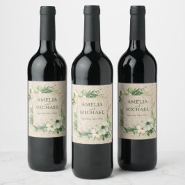 Etiqueta Para Botella De Vino Boho Vintage Boda Botánico Floral