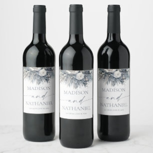 Etiqueta Para Botella De Vino Boho White Rose Flor Floral Boda Jardín