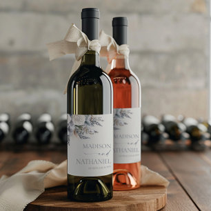Etiqueta Para Botella De Vino Boho White Rose Flor Floral Boda Jardín