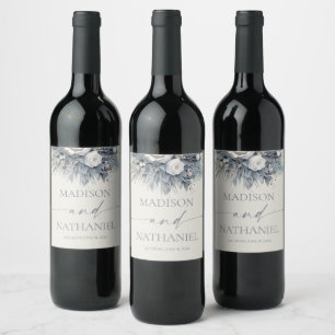Etiqueta Para Botella De Vino Boho White Rose Flor Floral Boda Jardín