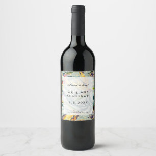 Etiqueta Para Botella De Vino Bola de fiesta de bodas de ave tropical del paraís