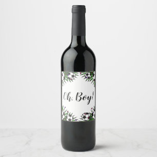 Etiqueta Para Botella De Vino Bola de fútbol Oh Boy Juego de deportes Tema Baby