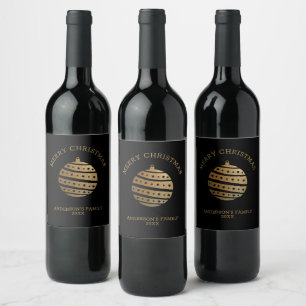 Etiqueta Para Botella De Vino Bola de Navidades dorados