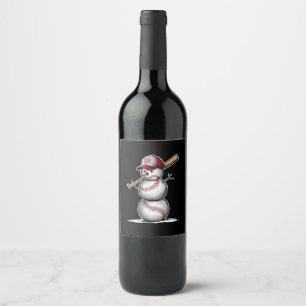 Etiqueta Para Botella De Vino Bolas de nieve de béisbol Navidades de nieve regal