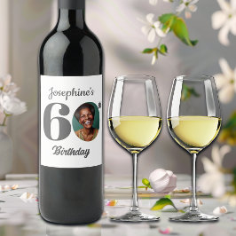Etiqueta Para Botella De Vino Bold 60th Birthday Party Photo