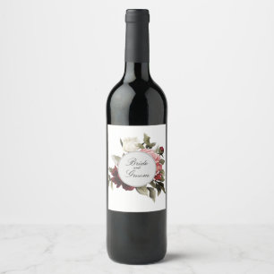 Etiqueta Para Botella De Vino Bolsa de Favor con Ramo de Peonías Burgundy y Blus