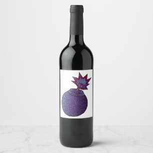 Etiqueta Para Botella De Vino Bomba de galaxia purpurina