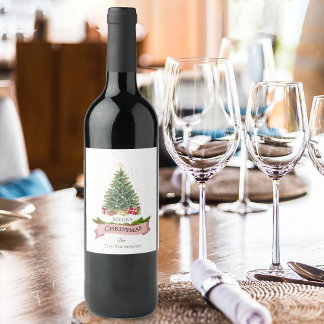 Etiqueta Para Botella De Vino Bonita etiqueta de vino de Navidad con purpurina r
