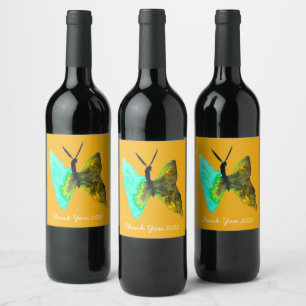 Etiqueta Para Botella De Vino Bonito acuática de color mariposa