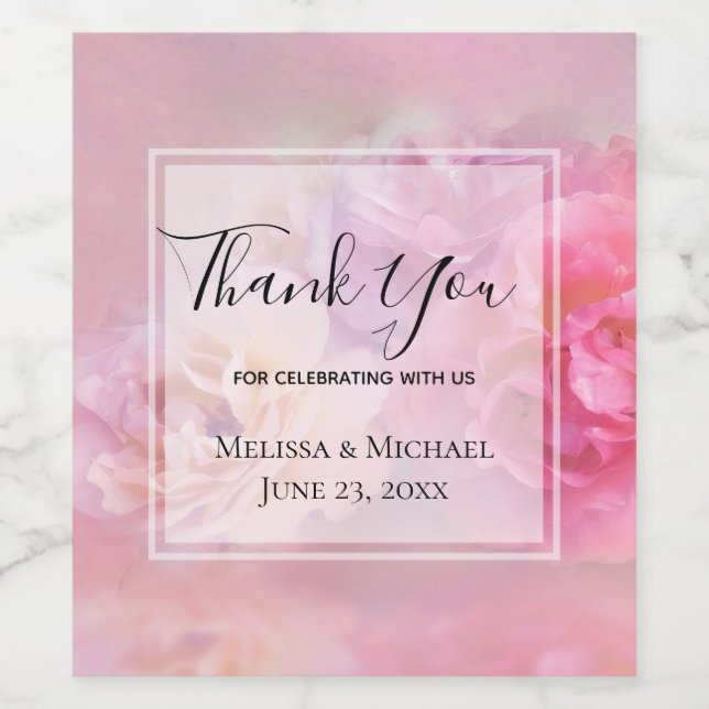 Etiqueta Para Botella De Vino Bonito Carnations Elegante Foto Gracias (Etiqueta única)