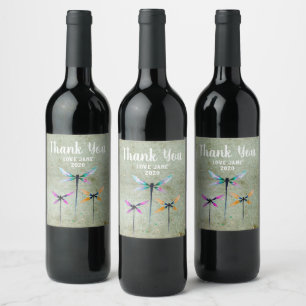 Etiqueta Para Botella De Vino Bonito dragonfis color agua rústica