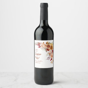 Etiqueta Para Botella De Vino Bonito Terracotta Caída Sorpresa Floral Cumpleaños