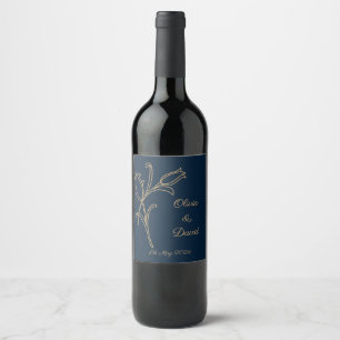 Etiqueta Para Botella De Vino Bonitos tulipanes de oro Art Deco