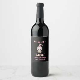 Etiqueta Para Botella De Vino "Boo" de Halloween personalizado gracias