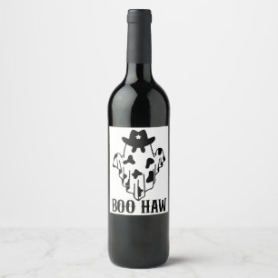 Etiqueta Para Botella De Vino Boo Haw Gracioso disfraz de Halloween Fantasma Esp