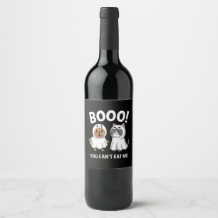 Etiqueta Para Botella De Vino Boo No Puedes Comerme Perros Y Gatos Halloween Div
