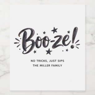 Etiqueta Para Botella De Vino ¡Boo-ze Divertido Tipografía de Licor para Fiest