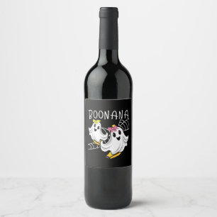 Etiqueta Para Botella De Vino Boonana Fantasma Lindo Plátano Halloween