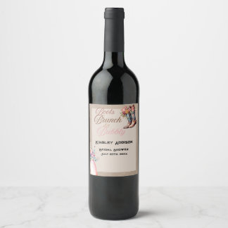Etiqueta Para Botella De Vino Boots Brunch & Bubbly Bridal Shower