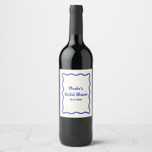 Etiqueta Para Botella De Vino Borde ondulado azul singularmente cortadora de duc