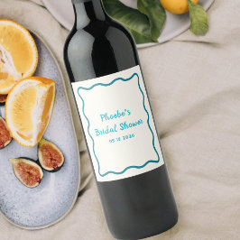 Etiqueta Para Botella De Vino Borde ondulado verde azulado Whimsical Bridal Show