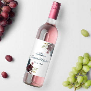 Etiqueta Para Botella De Vino Borgoña y Boda de la Marina florece en la selva ru