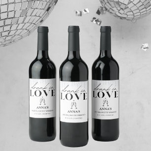 Etiqueta Para Botella De Vino Borracha Enamorado Brillo Despedida de Soltera