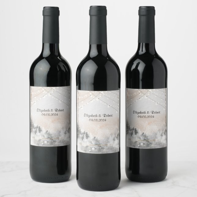 Etiqueta Para Botella De Vino Bosque Arbolado Maderable (Botellas)