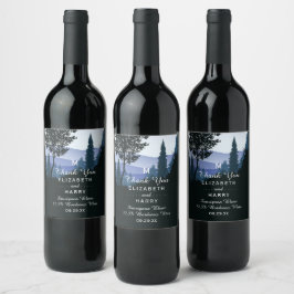 Etiqueta Para Botella De Vino Bosque de bosques azules, Boda ruso