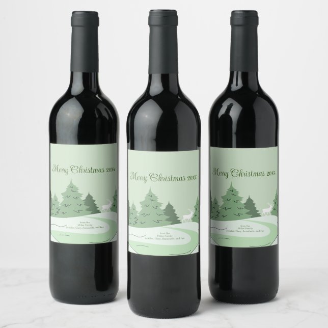 Etiqueta Para Botella De Vino Bosque de invierno moderno (Botellas)