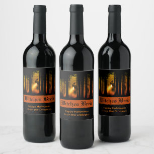 Etiqueta Para Botella De Vino Bosque Embrujado Halloween