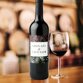 Etiqueta Para Botella De Vino Bosque Rústico Tartán optado rojo negro verde blan