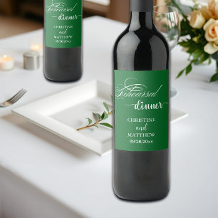 Etiqueta Para Botella De Vino Bosque verde cena de ensayo de caligrafía elegante
