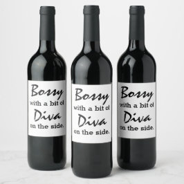 Etiqueta Para Botella De Vino Bossy con un poco de diva