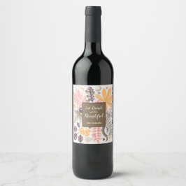 Etiqueta Para Botella De Vino Botánicas de Acción de Gracias de Otoño